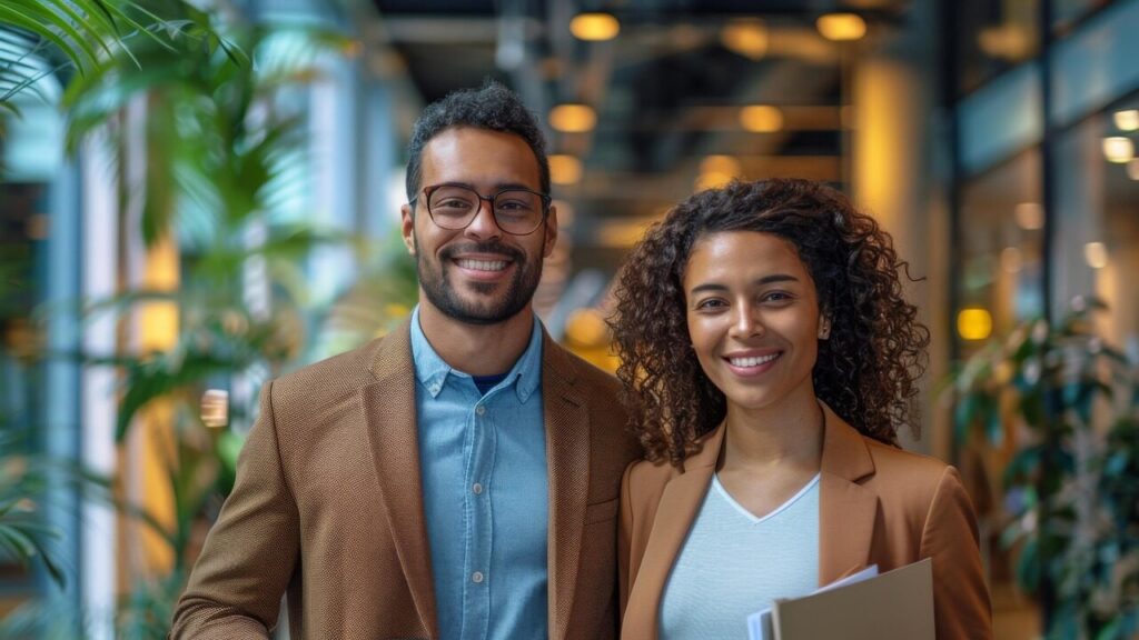 Two people standing together with a personal connection